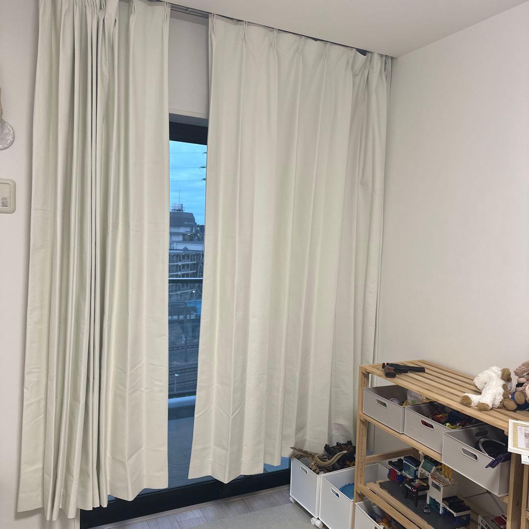 アイボリー遮光カーテン 130x225cm 2枚