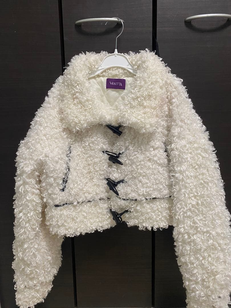 VIOLETTA ボアショートコート ホワイト Mサイズ