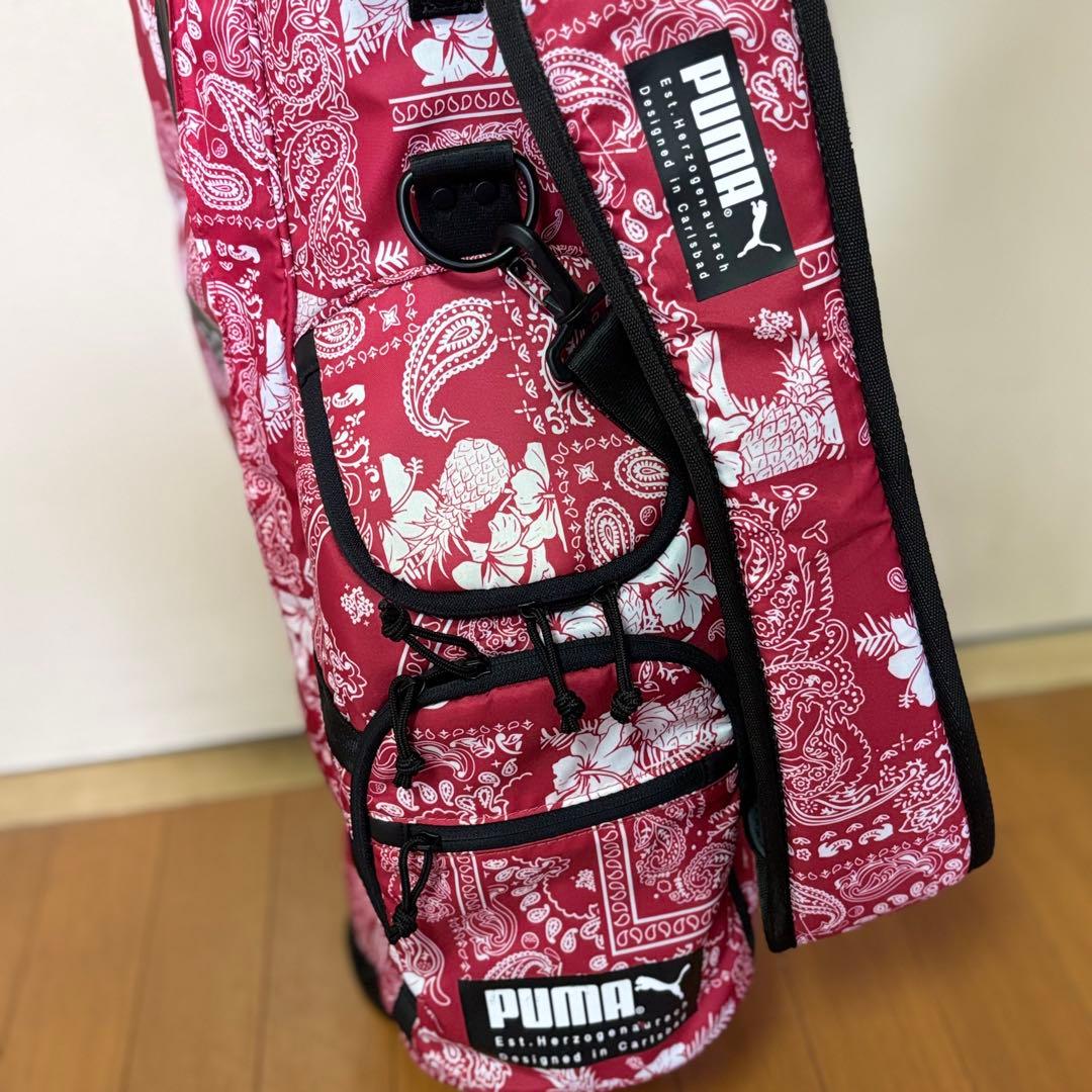 【即完売】プーマ バンダナ柄 激レア キャディバッグ 赤 限定入荷 ゴルフバッグ
