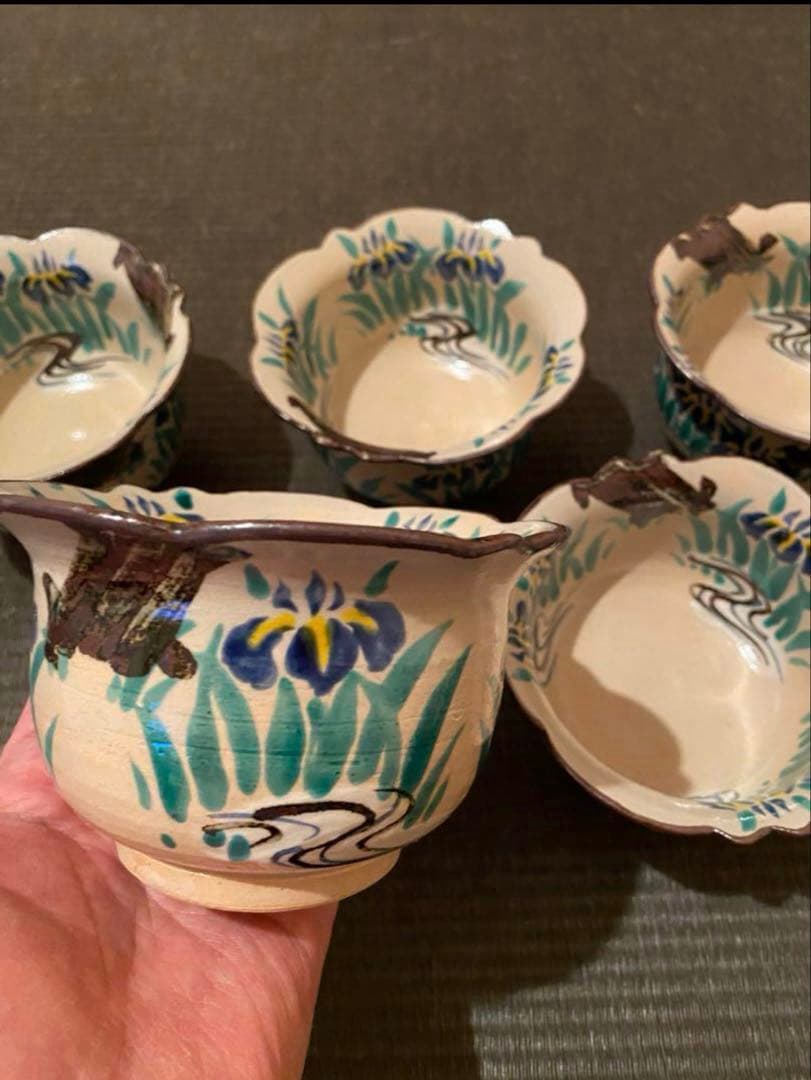 乾山写菖蒲15客　藤の花向付15客京焼 チロンマ