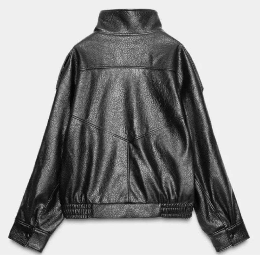 ZARA似 フェイクレザージャケット xs アウター ブラック YSL似
