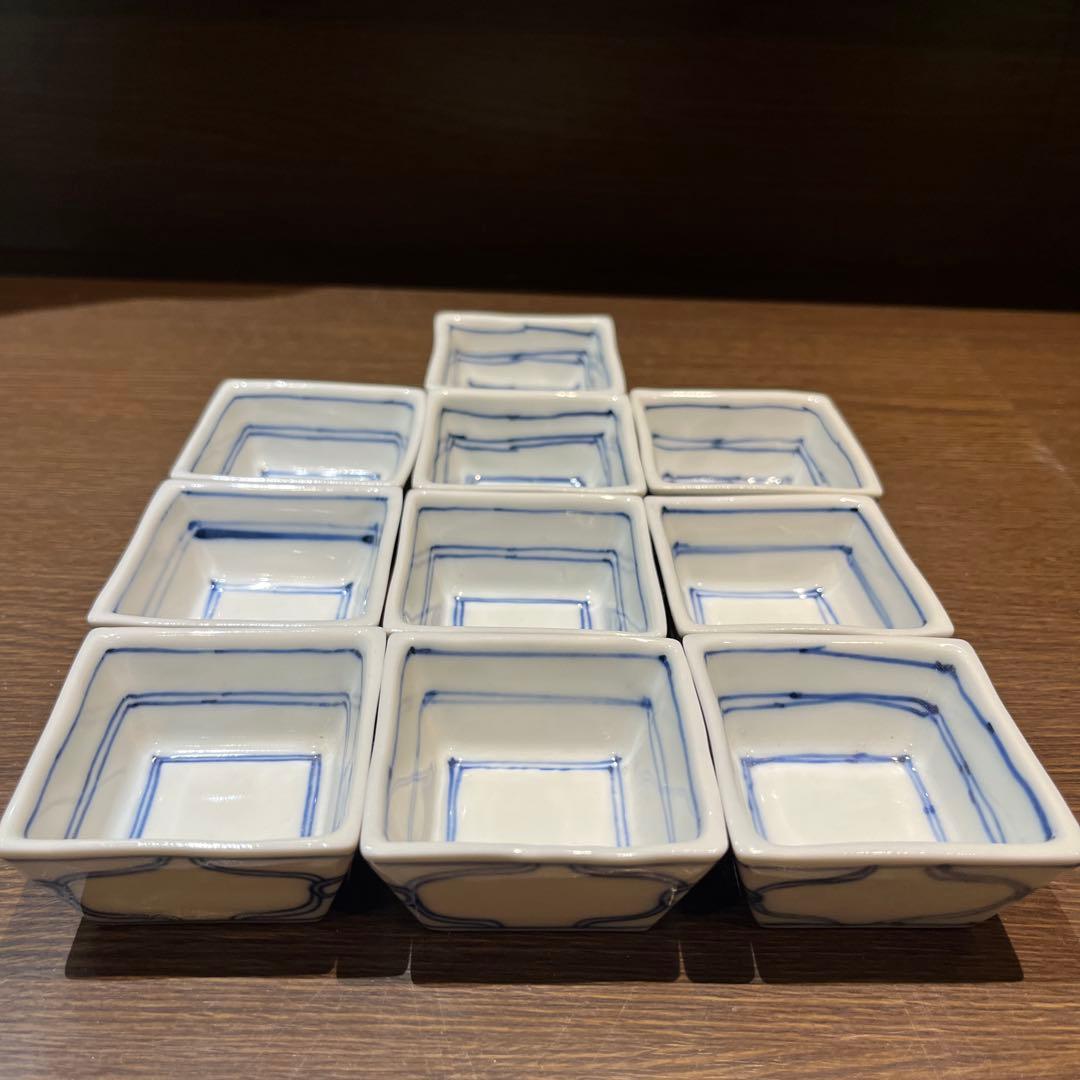 染付ひも絵角珍味入れ10客