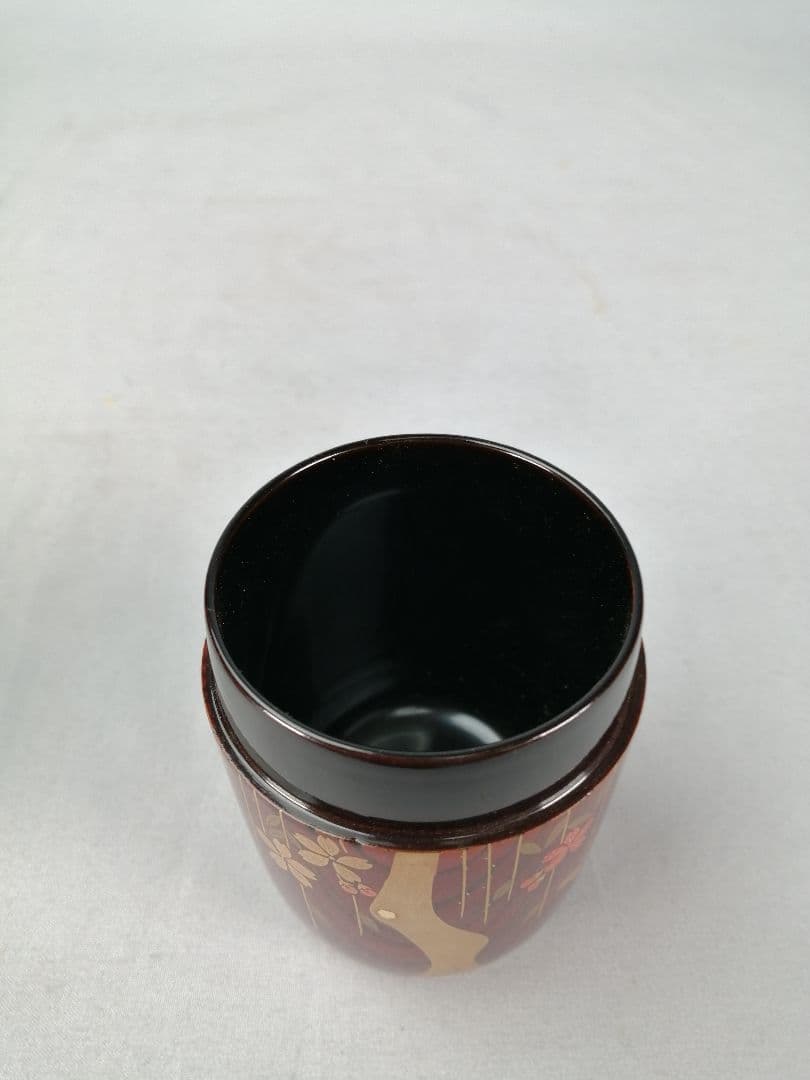 【茶道具】塗師中村宗悦造　欅溜塗枝垂桜蒔絵長棗　茶器　棗293