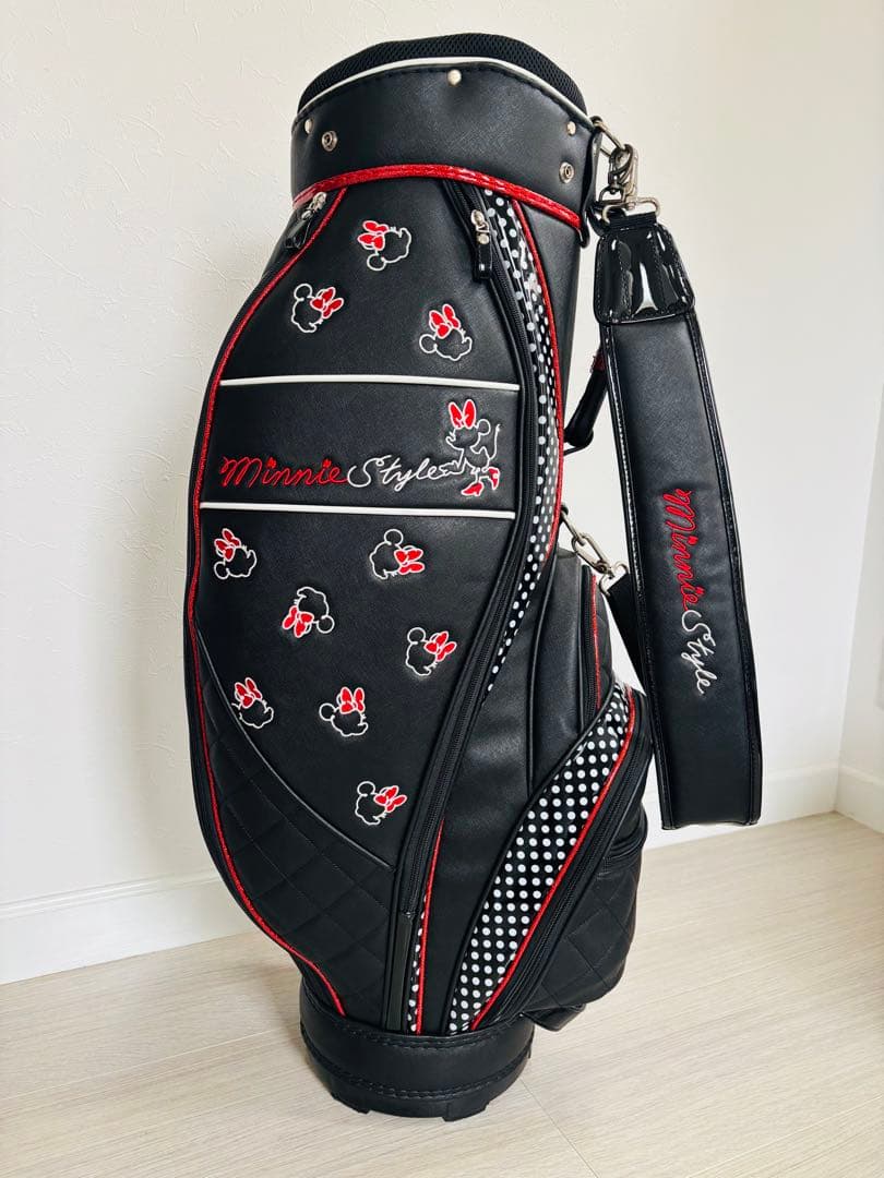 ディズニー Minnie Style ゴルフバッグ キャディバッグ 黒/赤