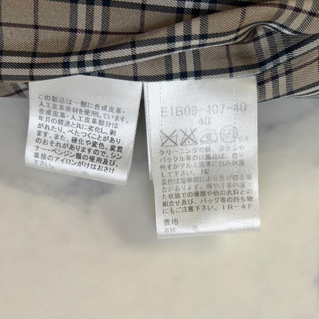 バーバリーブルーレーベル ダッフルコート フード ノバチェック レザー 40