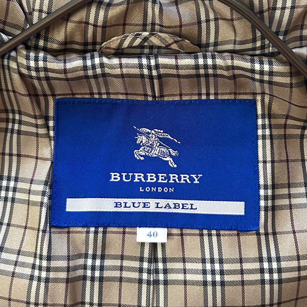 バーバリーブルーレーベル ダッフルコート フード ノバチェック レザー 40