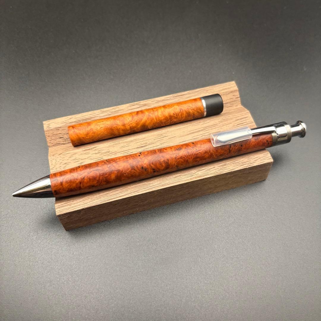工房楔　ペンシル楔　花梨こぶ杢0.5mm、芯ケース、0.5mm固定式口金セット