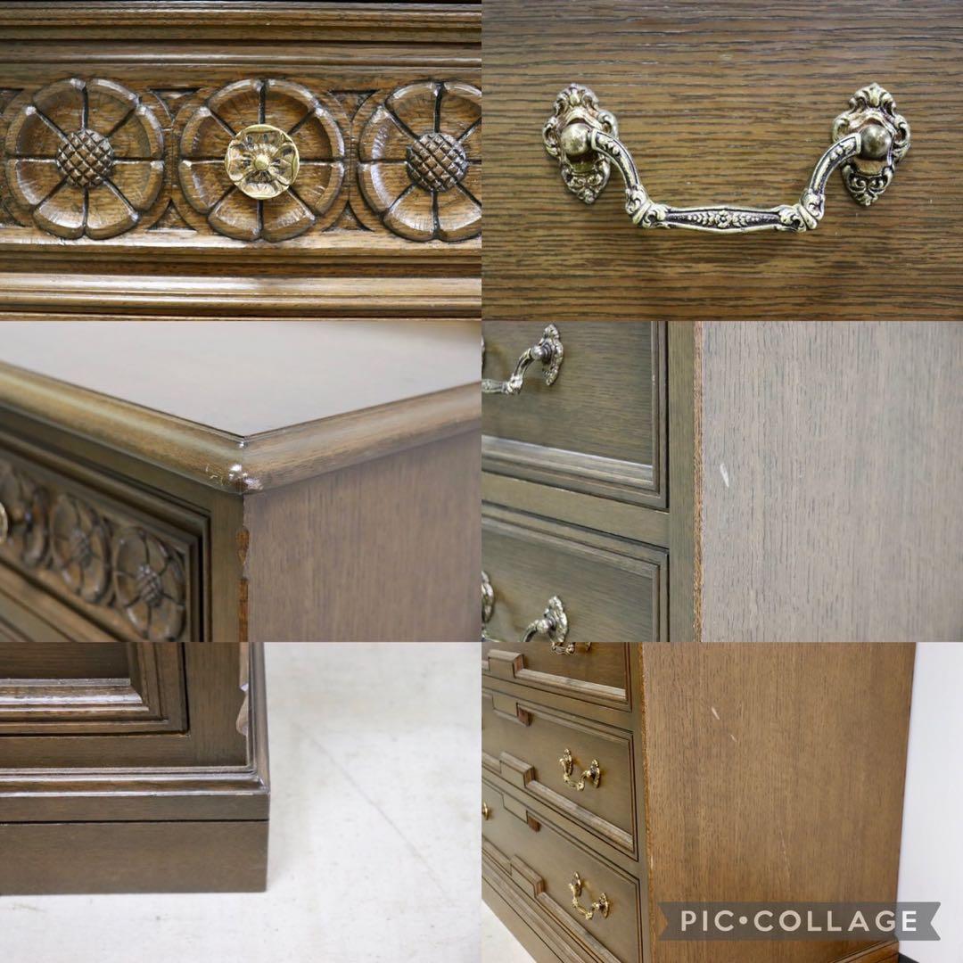 GMGK64○神戸家具 洋家具 6段チェスト 整理タンス 収納家具 彫刻 オー