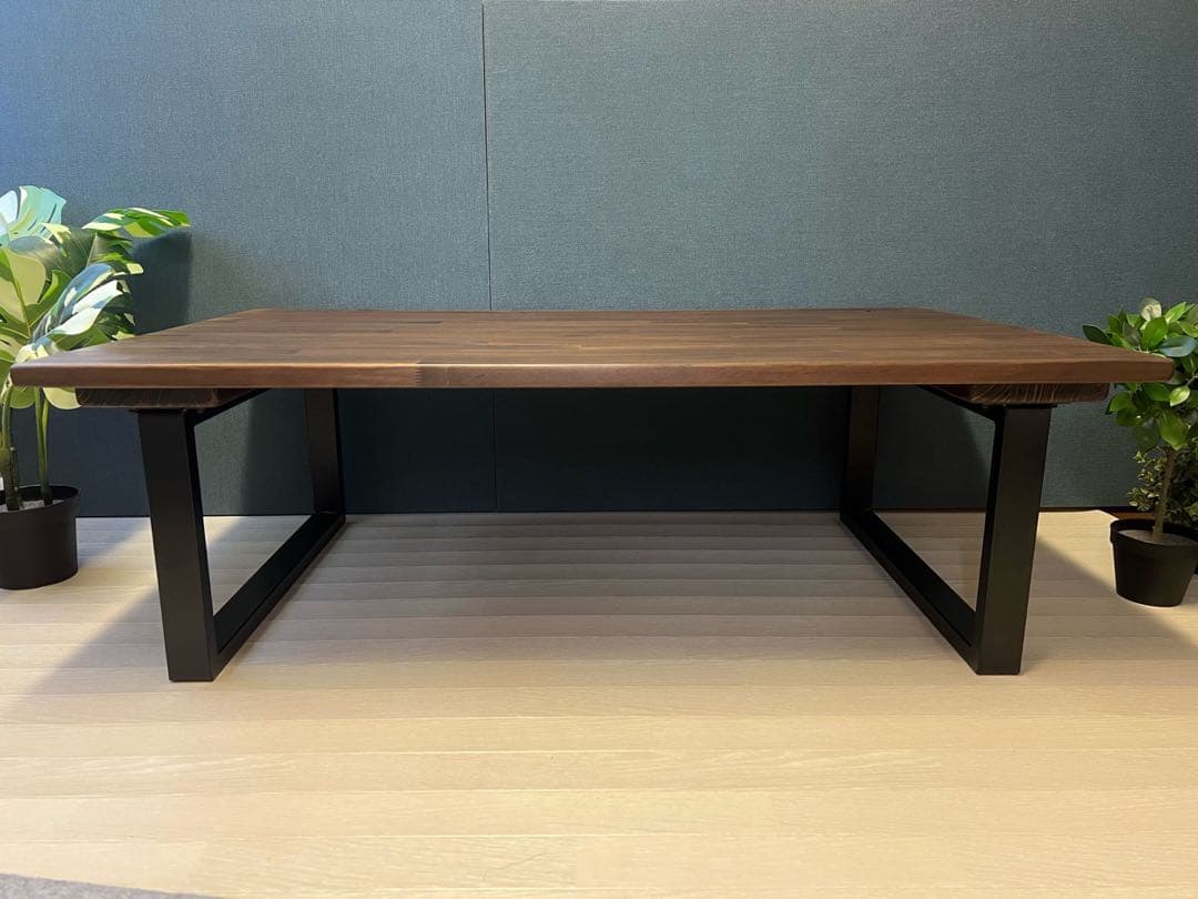 【送料無料】 ローテーブル 長方形 120cm 70cm パイン こげ茶 ロ型脚