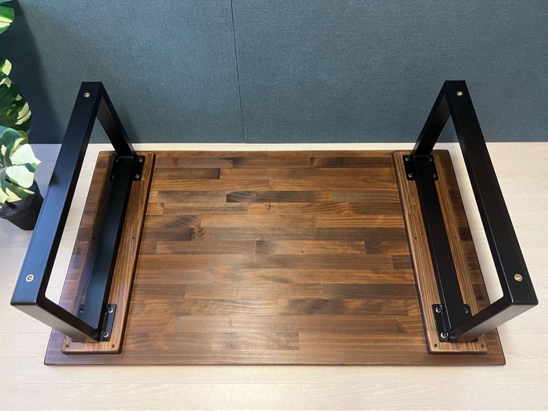 【送料無料】 ローテーブル 長方形 120cm 70cm パイン こげ茶 ロ型脚