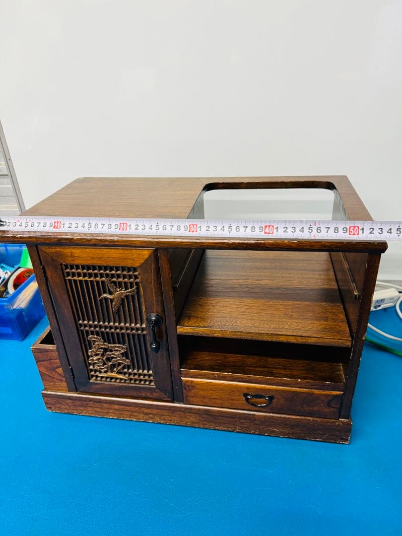 全国配送無料！★昭和レトロ★民藝家具　和製家具　小物入れ　飾り棚　手彫りチェスト