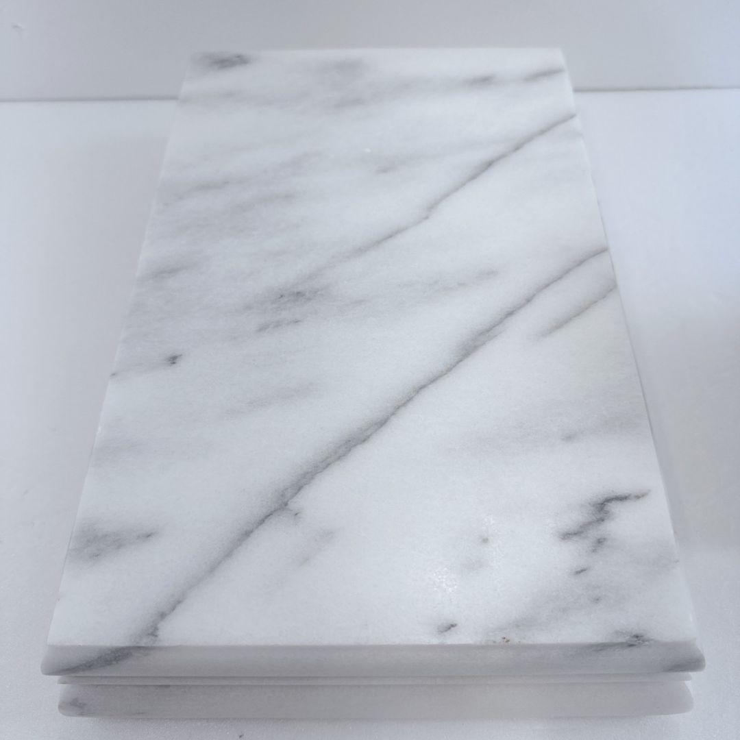 大理石 丸型花瓶 台座付き 白 灰色 マーブル模様 壺 花器 花台