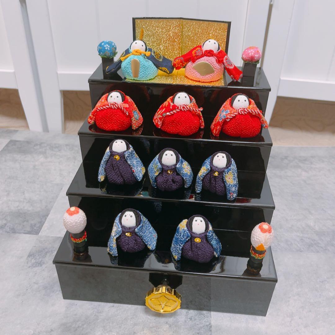 ちりめん細工 お手玉 雛人形 4段 オルゴール付き