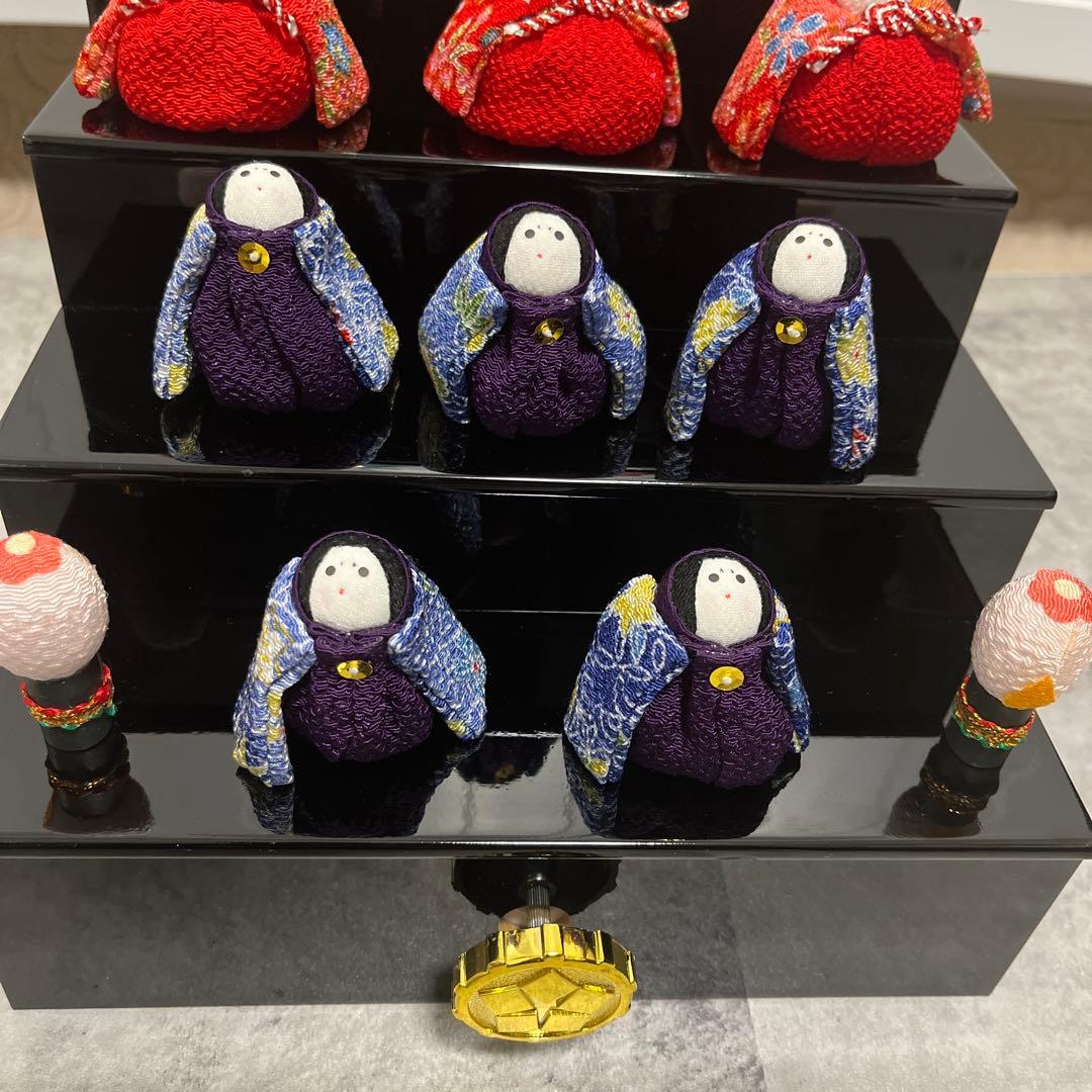 ちりめん細工 お手玉 雛人形 4段 オルゴール付き