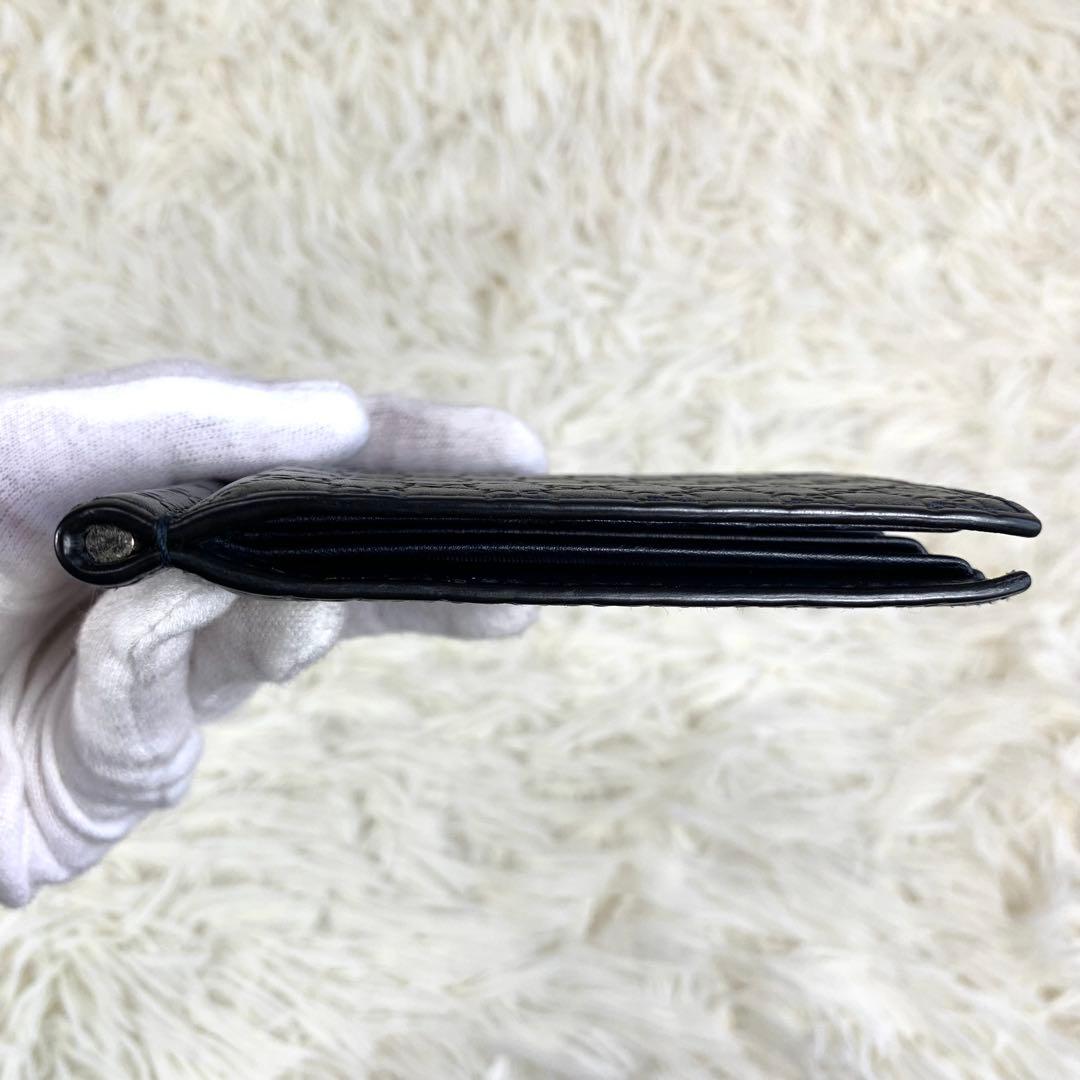 美品ꕥグッチ 折り財布 マネークリップ GG マイクロシマ レザー ネイビー