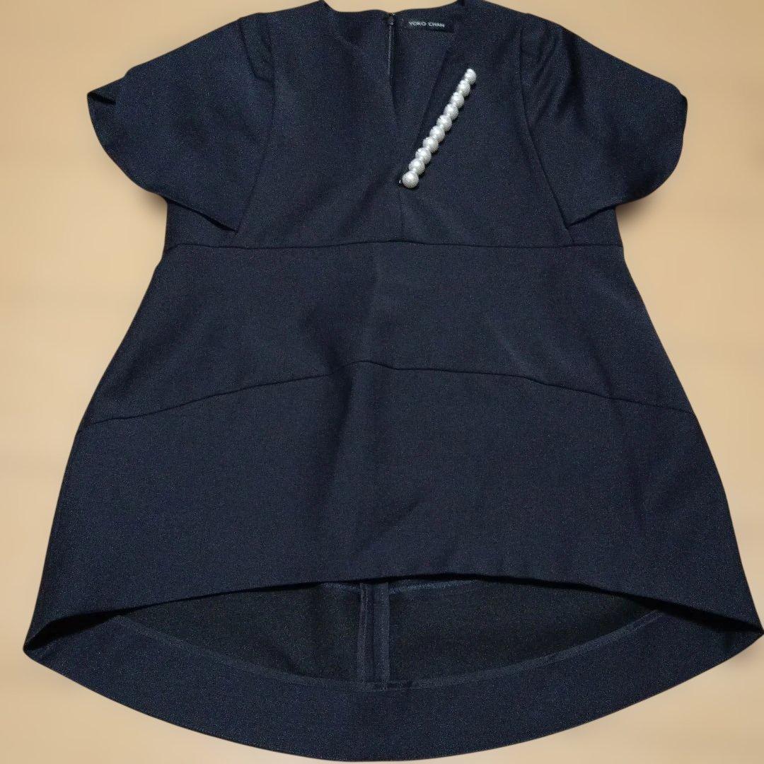 ヨーコチャンYOKO CHAN フレアスリーブパールスリットラインブラウス38