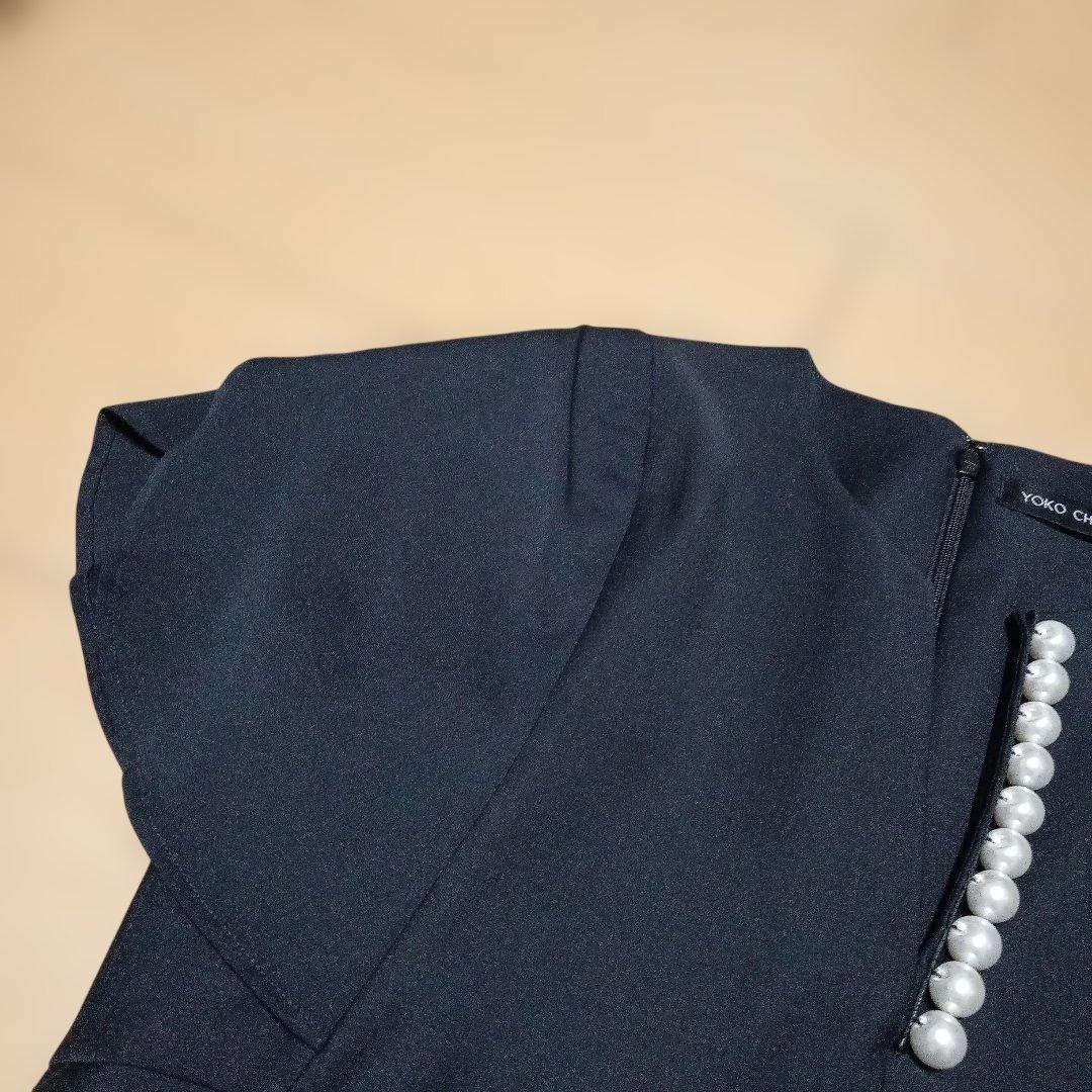 ヨーコチャンYOKO CHAN フレアスリーブパールスリットラインブラウス38