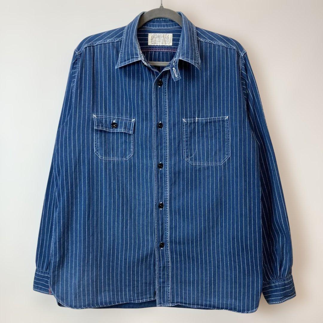 シュガーケーン ウォバッシュストライプワークシャツL
