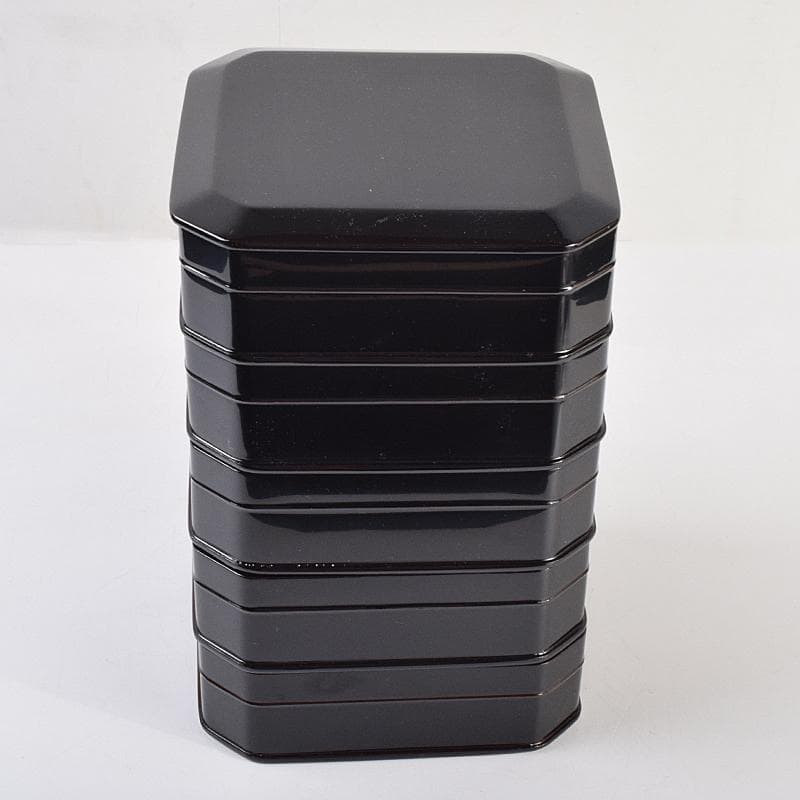 塗師　木村表斎　黒漆　利休形　縁高重　五段　共箱　V　R9124B