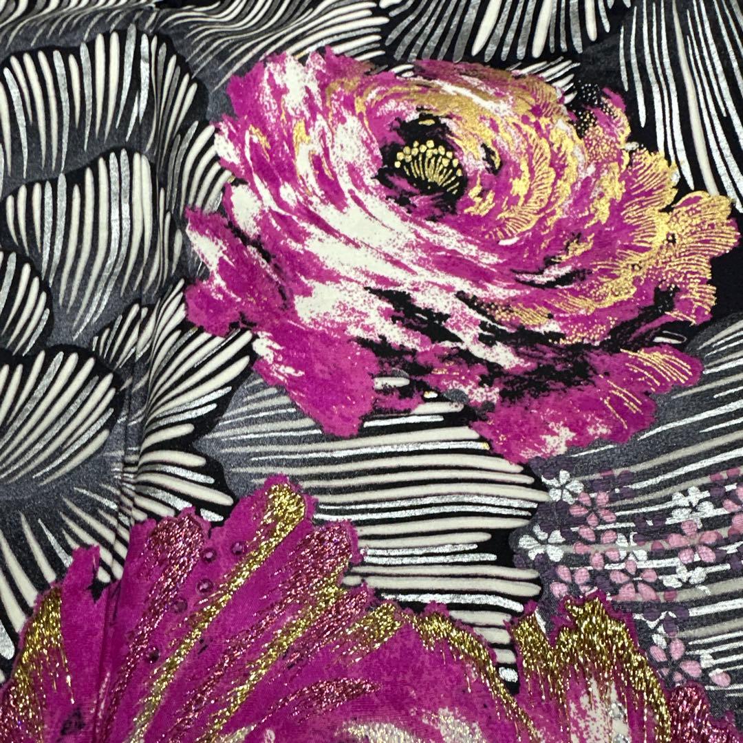 桂由美 ラインストーン キラキラ 薔薇 訪問着 濃紫地