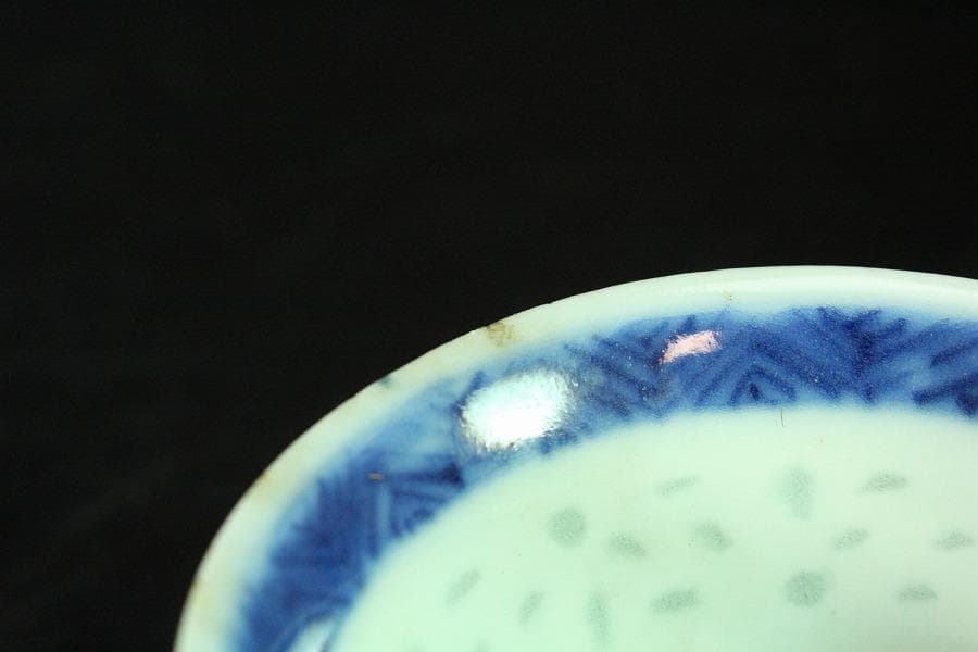 中国美術 煎茶 螢手 青花碗 九件 時代物(K-XA882)