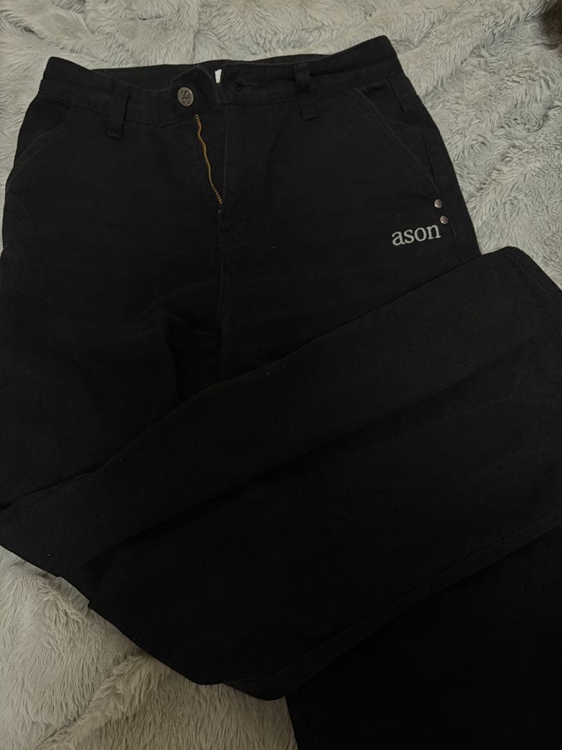 ason アズオン 韓国 デニム SMOG WIDE PANTS BLACK