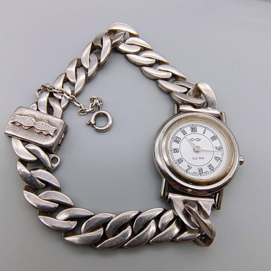 Clio blue 銀製 ブレスレット腕時計 925刻印 不動