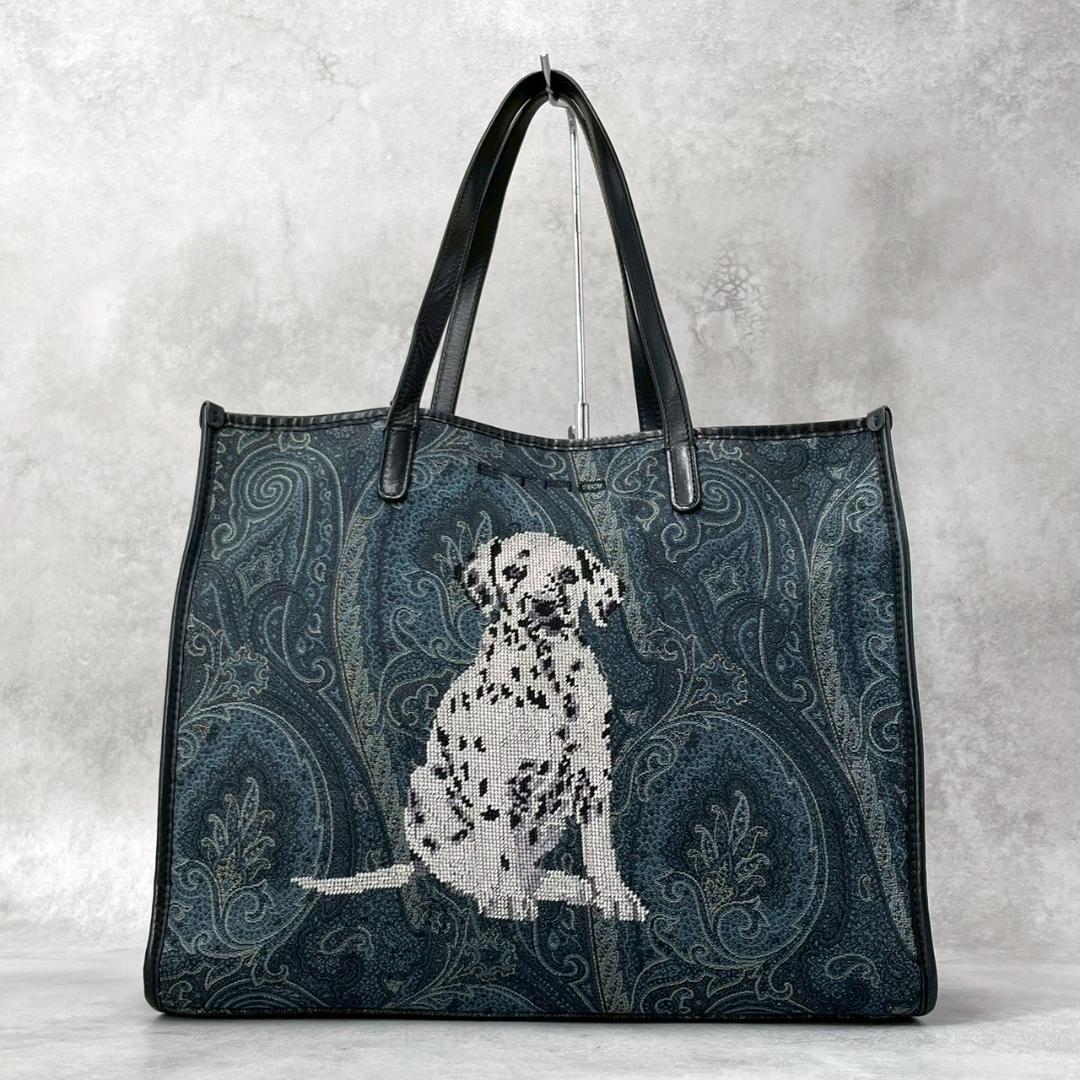 超美品 ETRO エトロ ペイズリー　犬　ダルメシアン トートバッグ
