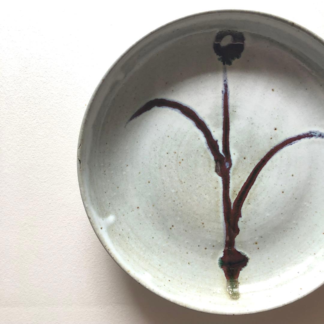 未使用 肥前 黒牟田焼 430年 丸田宣政 大皿 陶皿 平皿 アザミ 遺作