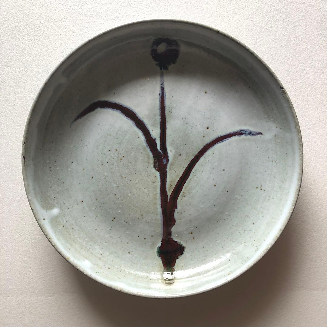 未使用 肥前 黒牟田焼 430年 丸田宣政 大皿 陶皿 平皿 アザミ 遺作