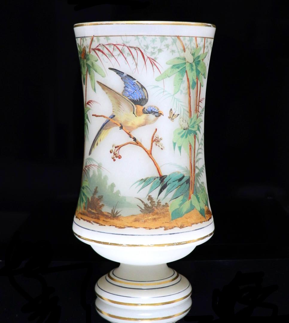 オールド・バカラ 上級オパーリンクリスタルガラス製大型花瓶 美術館級ジャポニスム