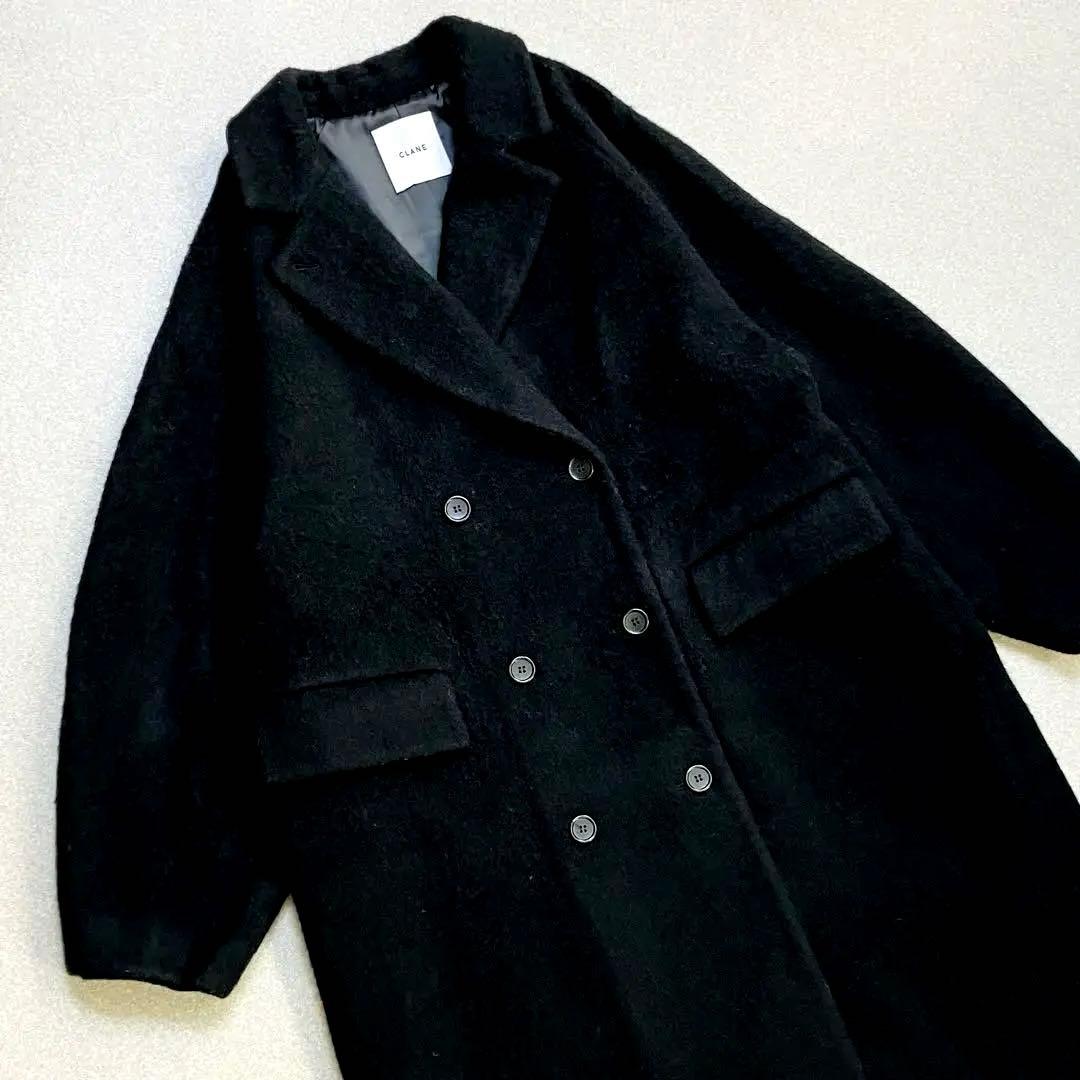 CLANE ダブルウールロングコート ラグランスリーブ シャギー マキシ丈