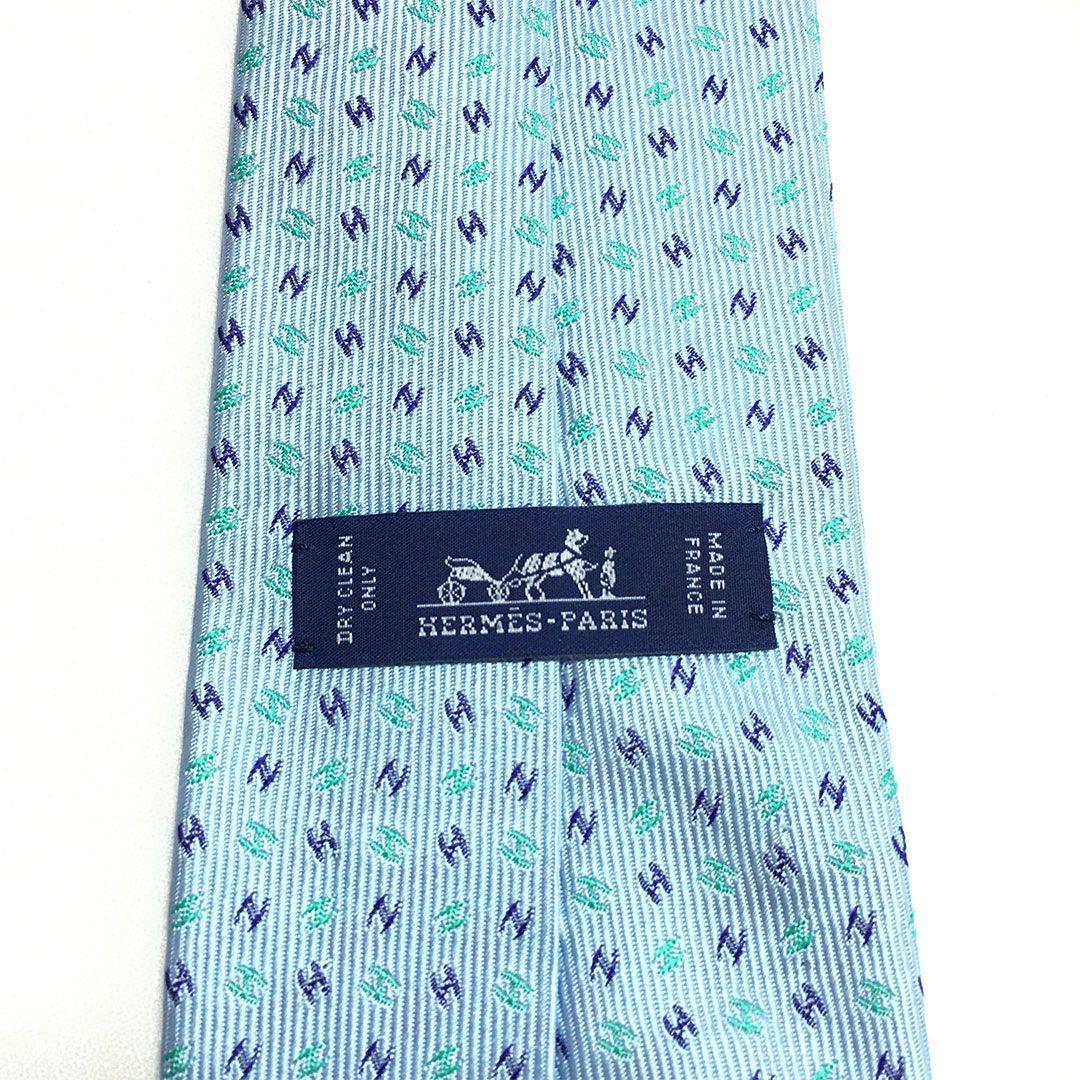 未使用級 エルメス HERMES ネクタイ シルク H織りタイ ファソネH H柄