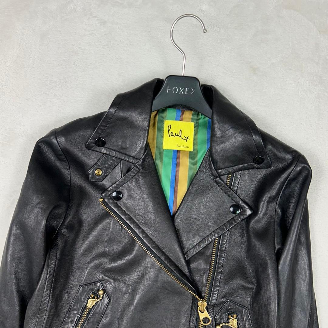 美品♡ポールスミス ラムレザーダブルライダースジャケット マルチストライプ 現行