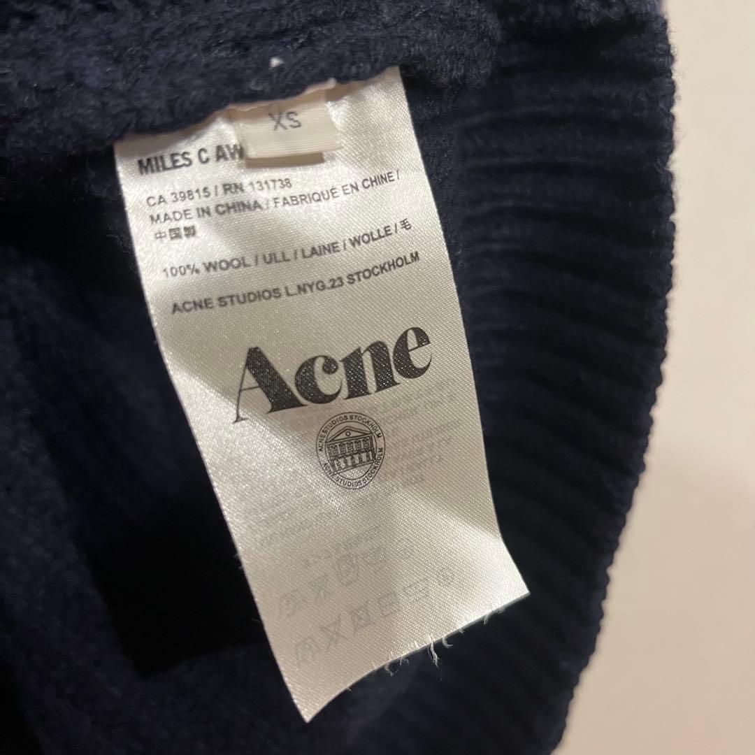 【美品】Acne Studios 13AW ミドルゲージ 厚手 カーディガン 紺