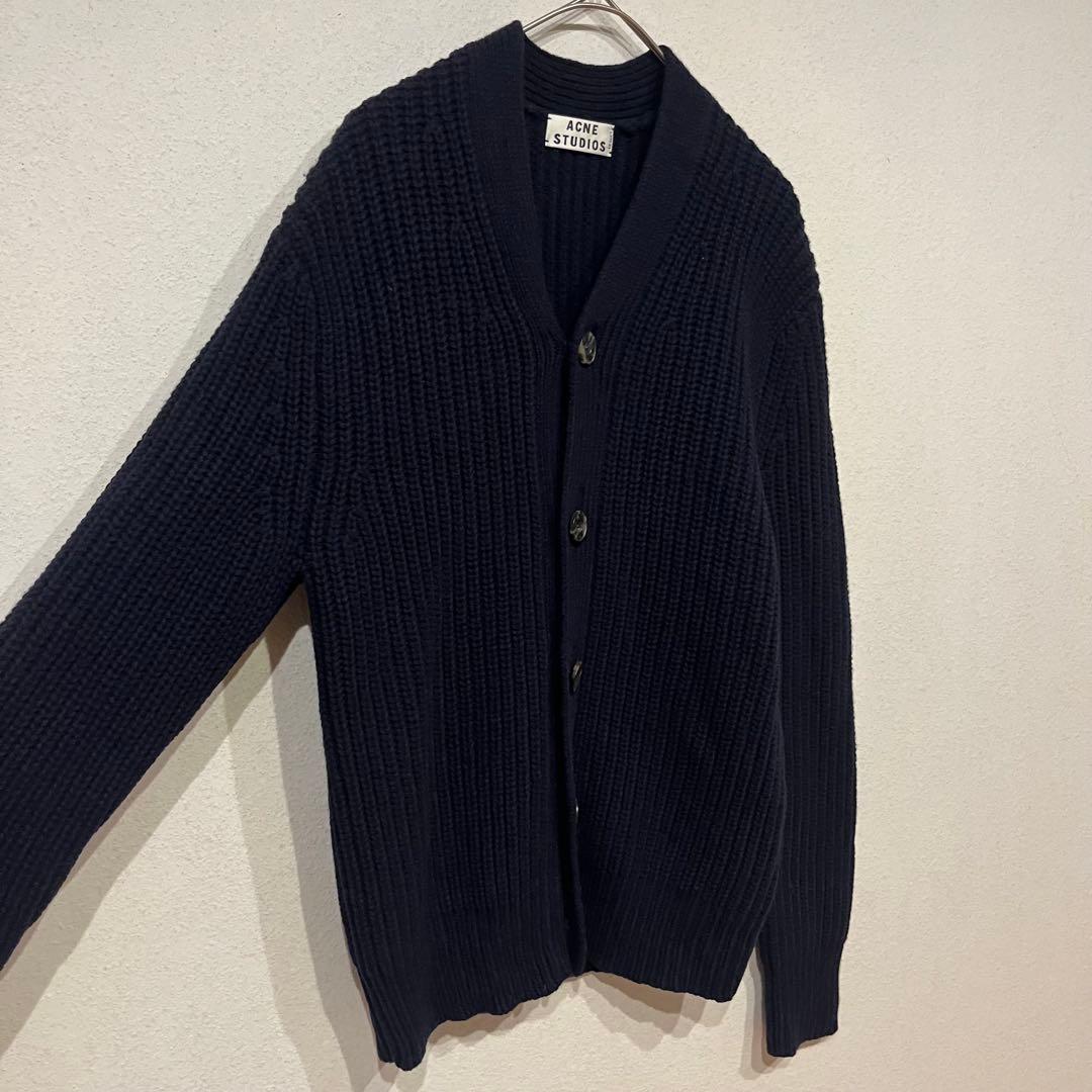 【美品】Acne Studios 13AW ミドルゲージ 厚手 カーディガン 紺