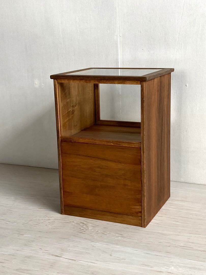 木製ガラスケース 引き出し付き 卓上 ショーケース 小物入れ