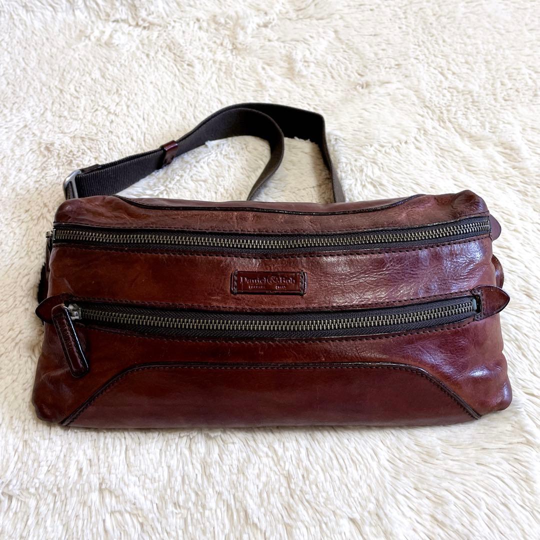 ダニエル&ボブ オールレザー ロゴ ウエストバッグ ボディバッグ 本革 メンズ