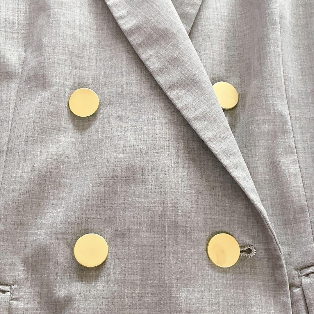 美品✨【ナノユニバース】金ボタンダブルジャケットパンツ セットアップ グレーM