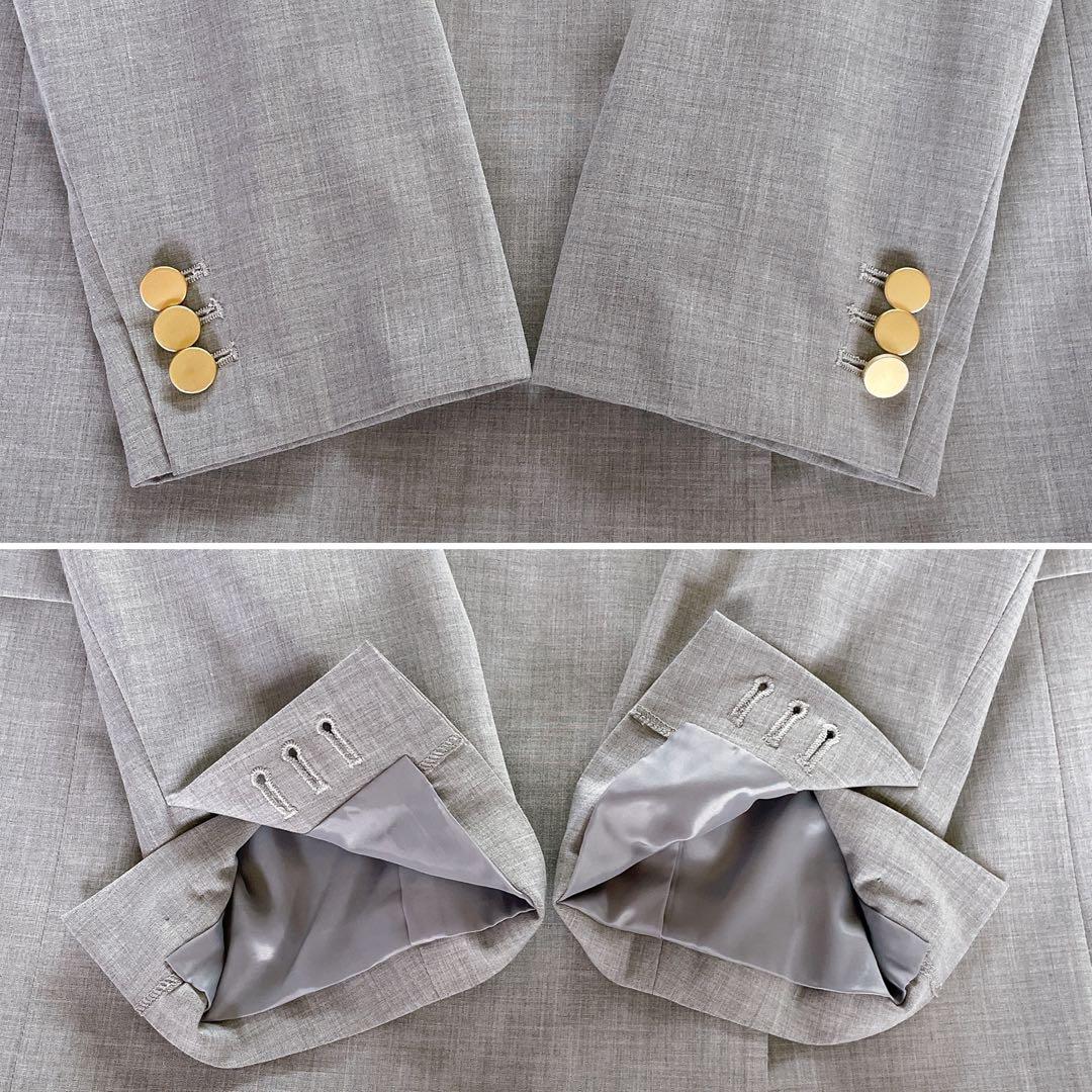 美品✨【ナノユニバース】金ボタンダブルジャケットパンツ セットアップ グレーM
