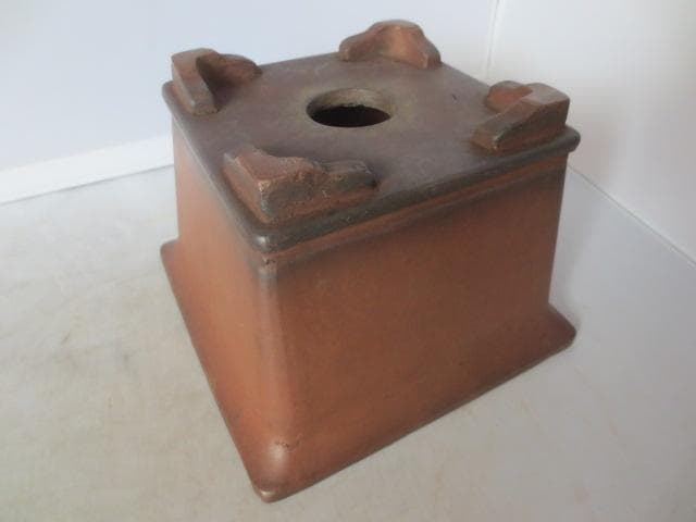 朱泥外縁下紐　花盆　朱泥花盆　中国古鉢　高さ11㎝　　R7/12/18-1