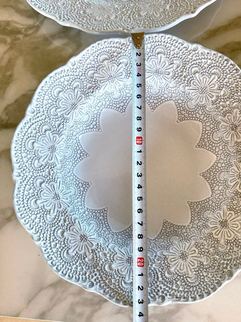 ブランディボワール レース模様 ホワイト陶器皿 6枚セット