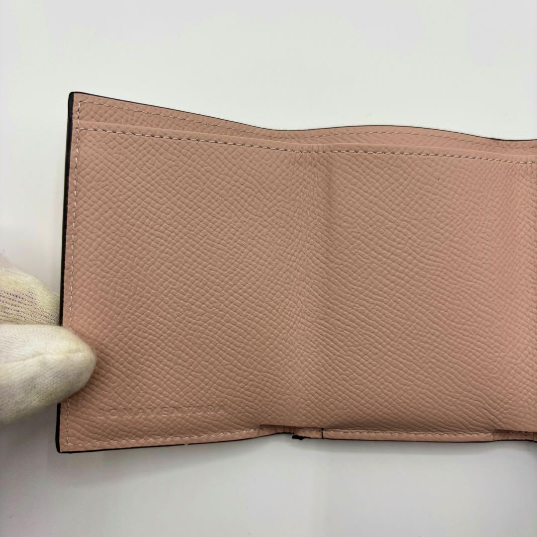 美品✨️ボナベンチュラ ノブレッサ スモール ウォレット 三つ折り財布 ピンク