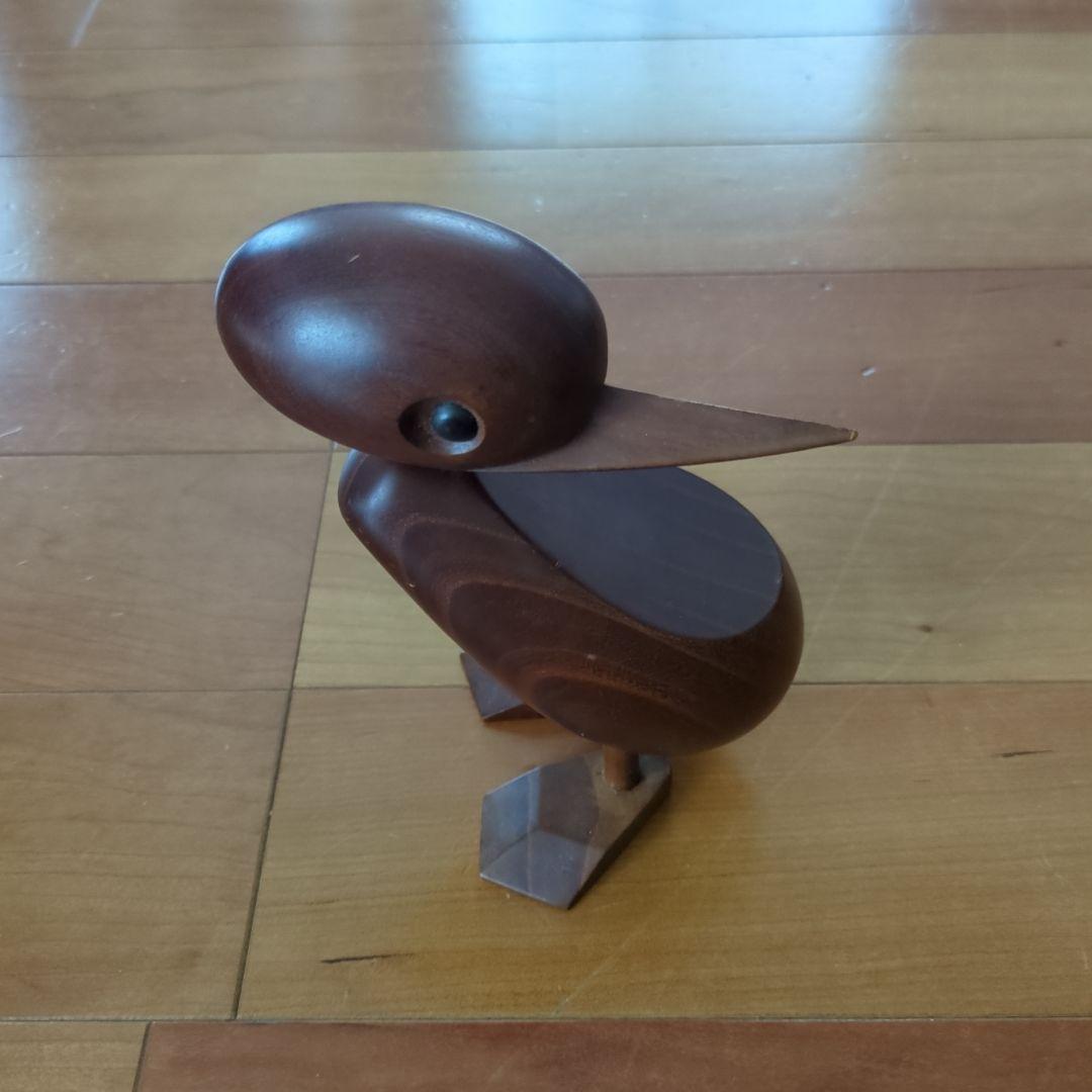 ミッドセンチュリーモダン購入　鳥モチーフ　ウッド　置き物　ブラウン