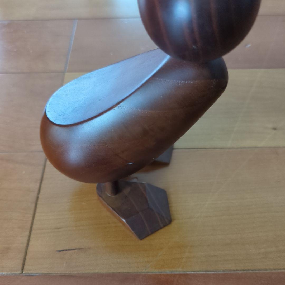 ミッドセンチュリーモダン購入　鳥モチーフ　ウッド　置き物　ブラウン