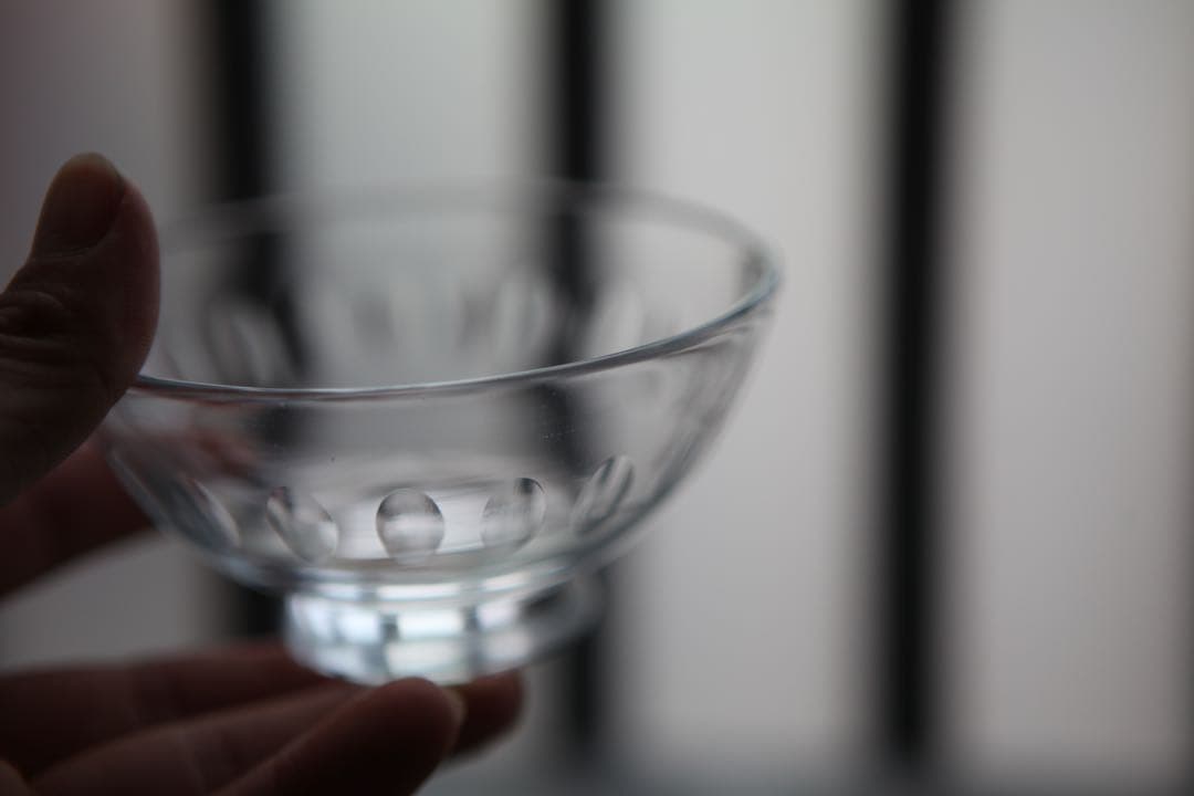 古道具　戦前　大正　昭和初期　蓋付ガラス碗　レア　B