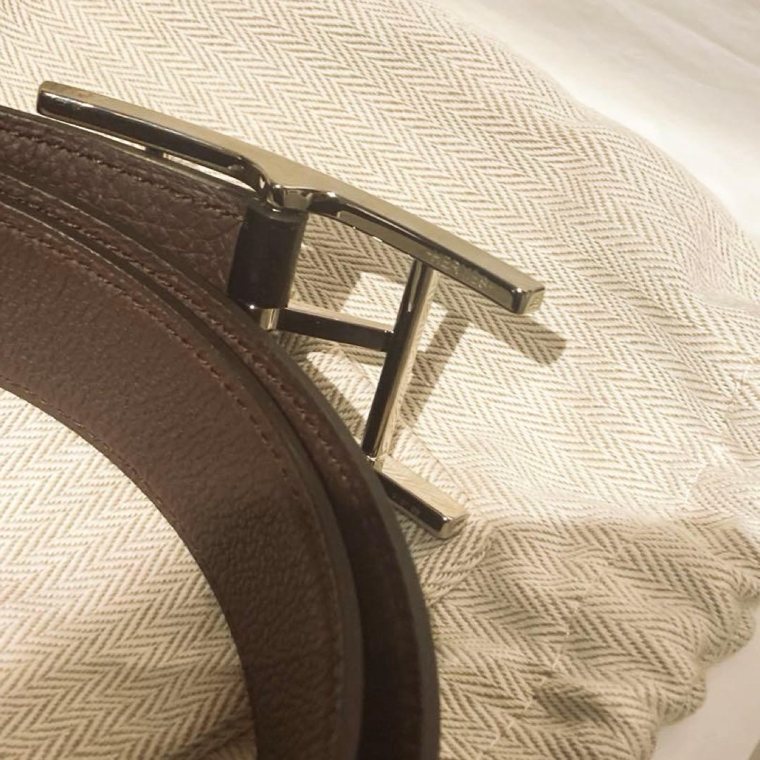 HERMES ブラウン/ブラック レザーベルト リバーシブル