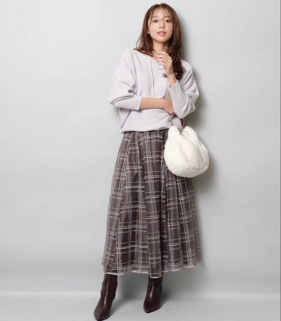 【新品タグ付き】JUSGLITTY チェックスカート モカ茶　ジャスグリッティー