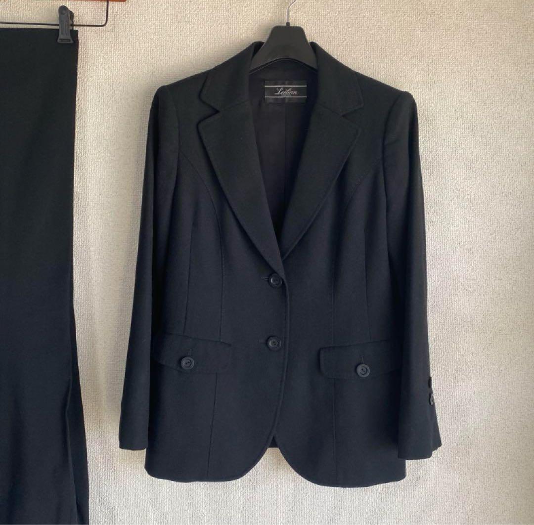 レリアン パンツスーツ 9 W72 黒 ブラック カシミヤ混素材 秋冬 DMW