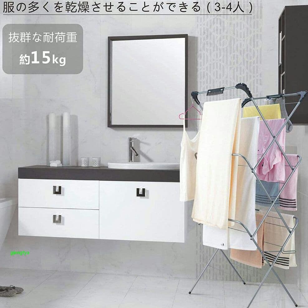 伸縮 物干しラック 折りたたみ物干しスタンド 多機能 三層3